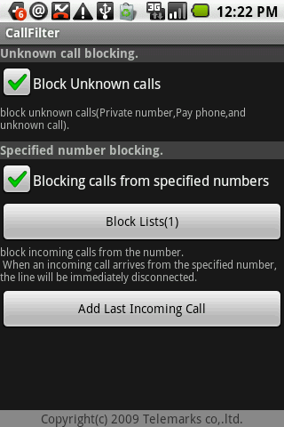 call filter app android