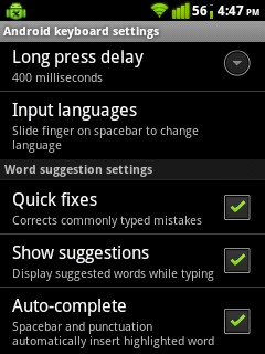 disable autocorrect android