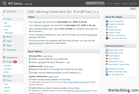 Google XML Sitemap WordPress Plugin Snapshot