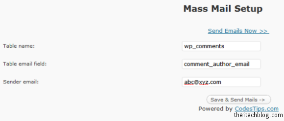 Mass Email WordPress Plugin Screenshot