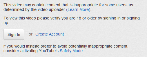 youtube adult video warning